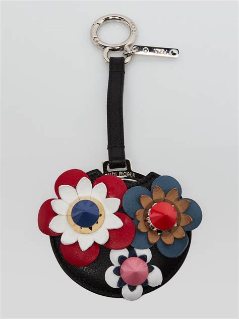 fendi flower charm leather|Black/Multicolor Leather Flower Applique Mirror Bag .